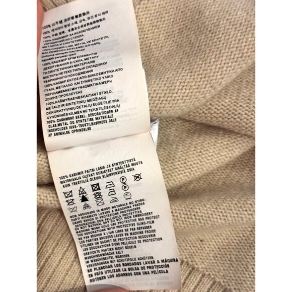 Miu Miu Womens Beige Knit Wool Button-Up Cardigan With Crystal Embellished Logo - Picture 10 of 10